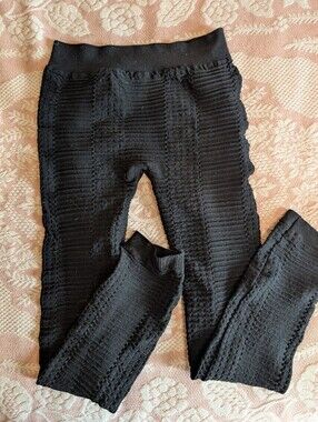 Connection 18 Black Textured Knit Leggings